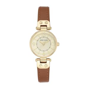 Reloj Anne Klein 109442CHHY para mujer, dorado con esfera champán y correa de cuero café